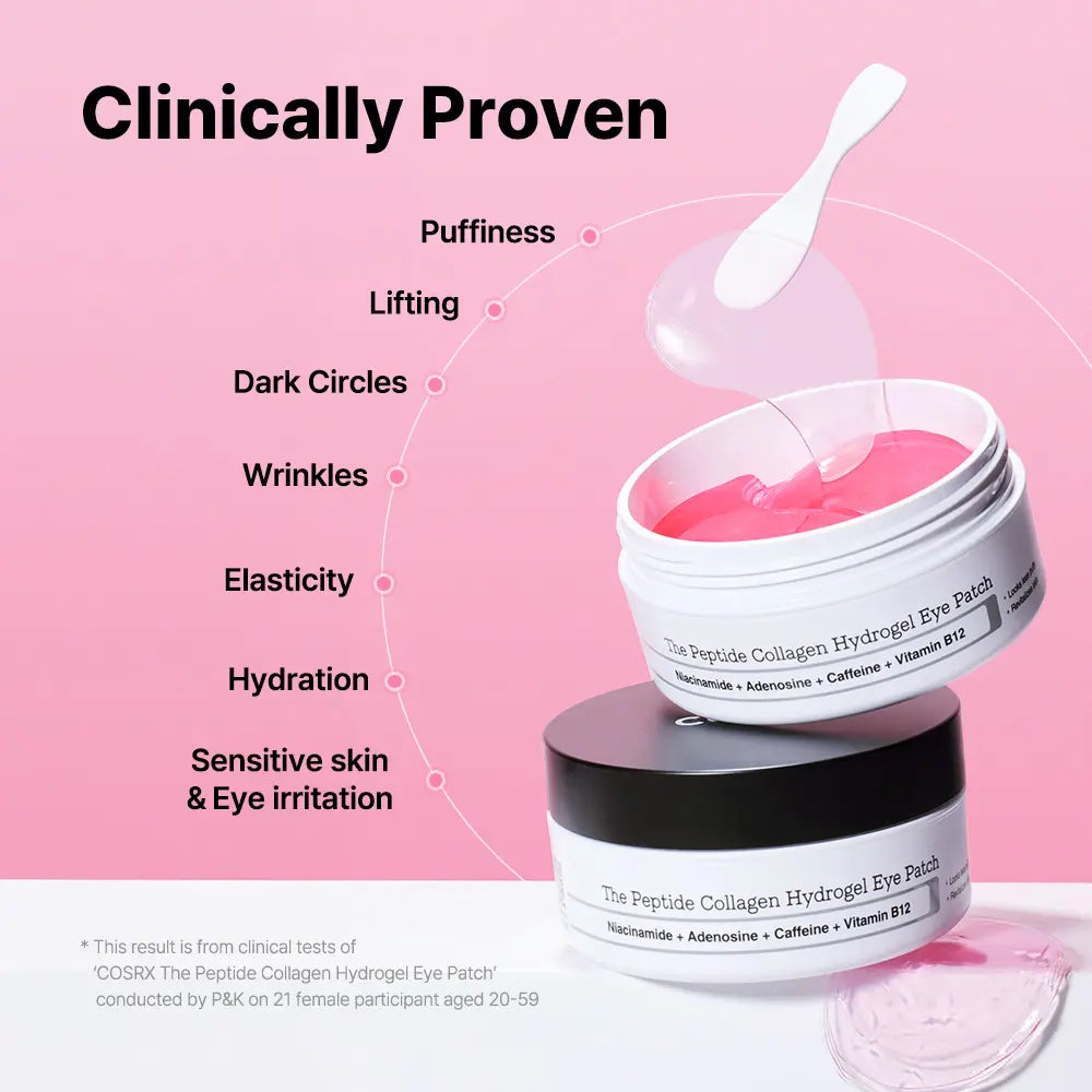[COSRX Official] the Peptide Collagen Hydrogel Eye Patch 60 Patches Reduce Puffiness Hydrate Under-Eye Bags in 10 Minutes