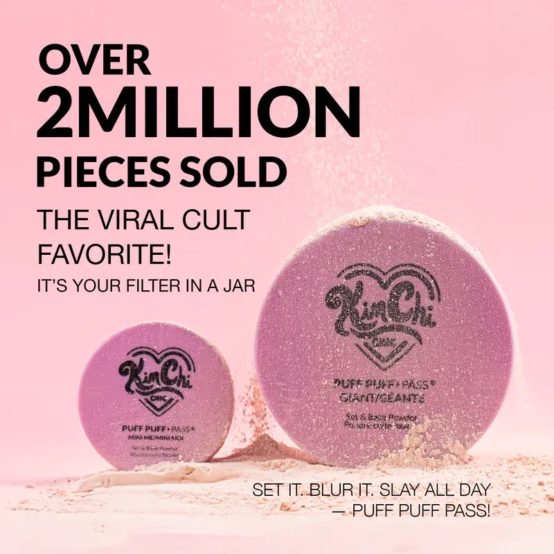 Kimchi Chic Puff Puff Pass Set & Bake Powder with Rice Powder & Vitamin-E, Lightweight & Translucent Makeup, Cosmetic Setting Powder