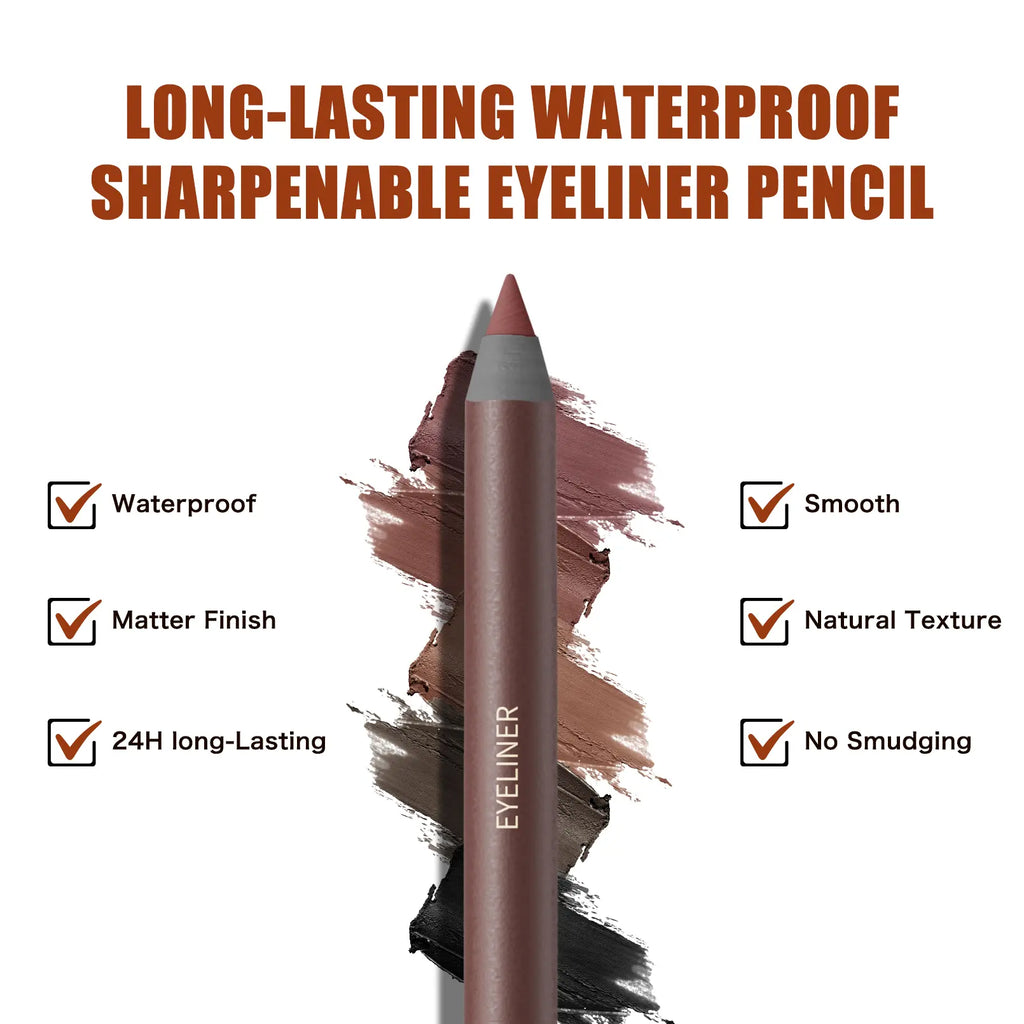 24HR Waterproof Eyeliner Pencil, Smudge-Proof Long-Lasting Eye Liner, Smooth Creamy Formula, Easy Apply Eye Makeup for Daily Wear & Party Looks.