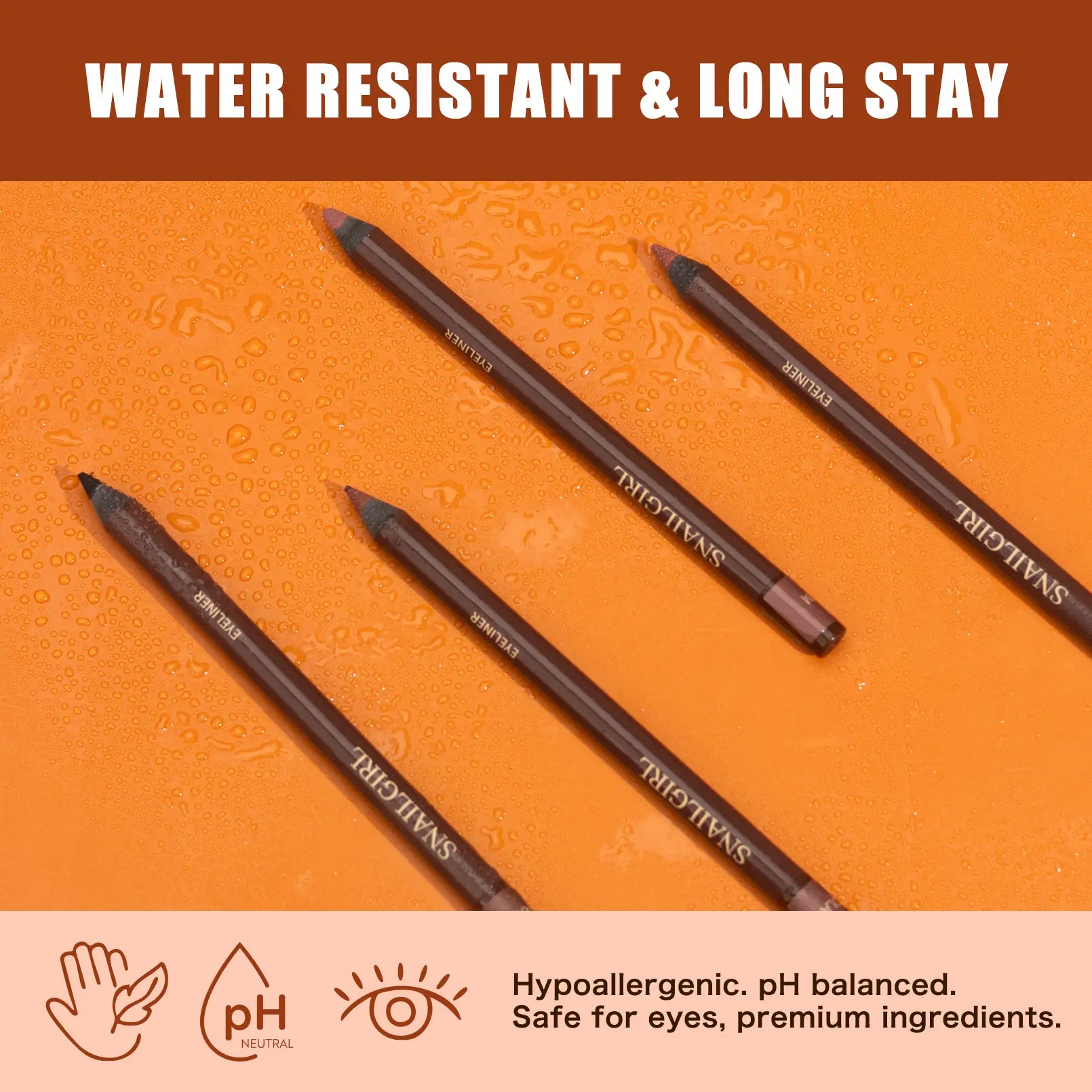 24HR Waterproof Eyeliner Pencil, Smudge-Proof Long-Lasting Eye Liner, Smooth Creamy Formula, Easy Apply Eye Makeup for Daily Wear & Party Looks.