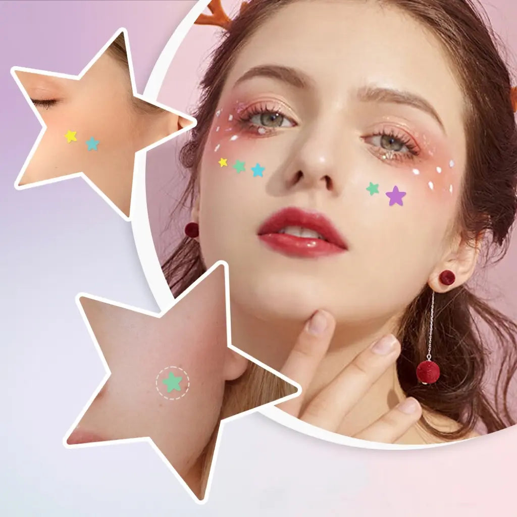 560 Pcs Star Acne Stickers, Comfortable Blemish Patch, Hydrocolloid Acne Patch, Portable Facial Care, Suitable for All Occasions, 7 Colors, Makeup Essential