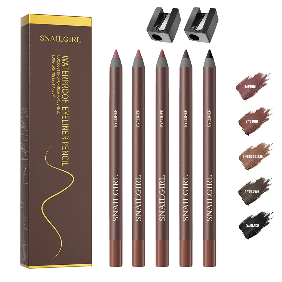 24HR Waterproof Eyeliner Pencil, Smudge-Proof Long-Lasting Eye Liner, Smooth Creamy Formula, Easy Apply Eye Makeup for Daily Wear & Party Looks.