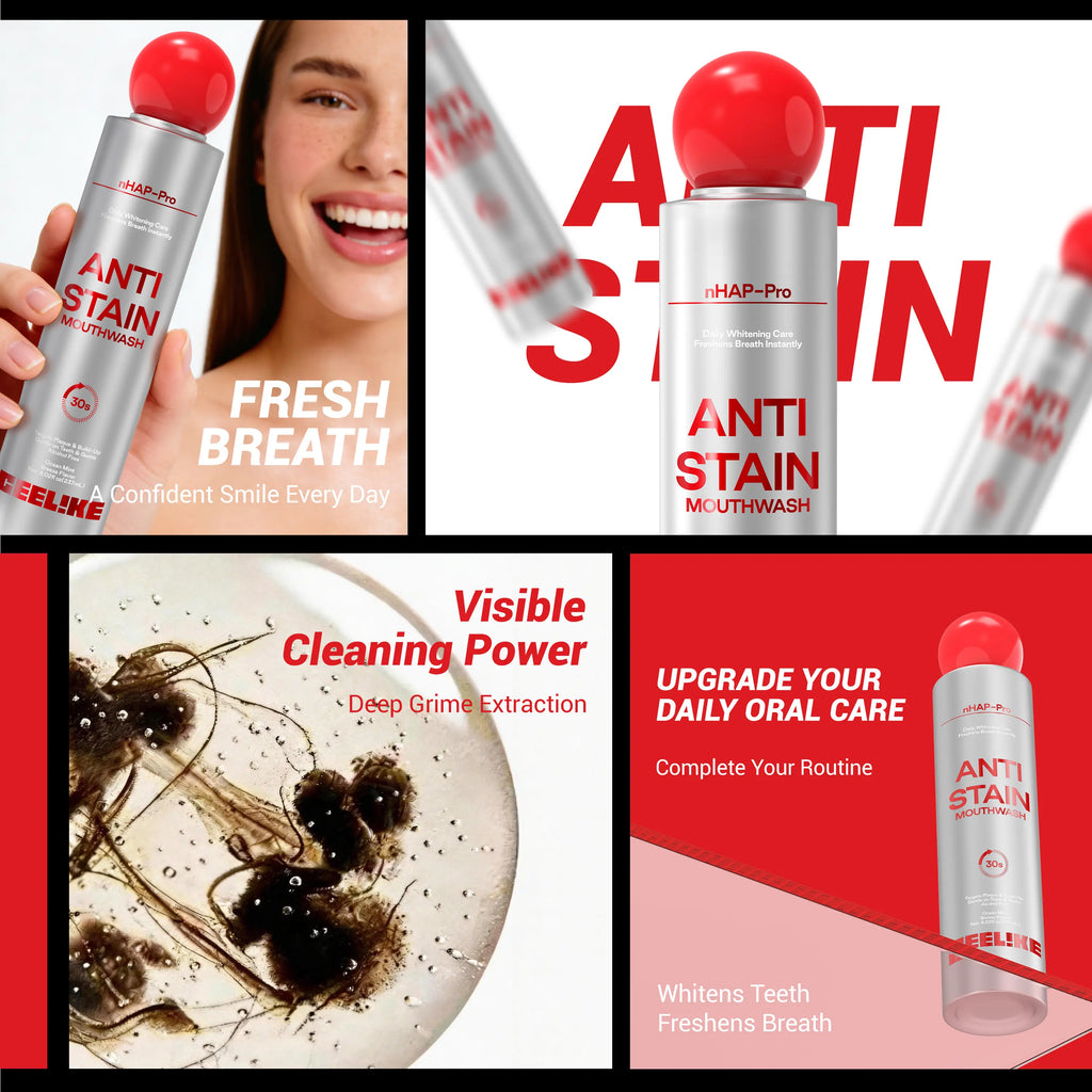 CEELIKE Stain Whitening Mouthwash, Brightens Teeth, Freshens Breath with Essential Oils, 237Ml