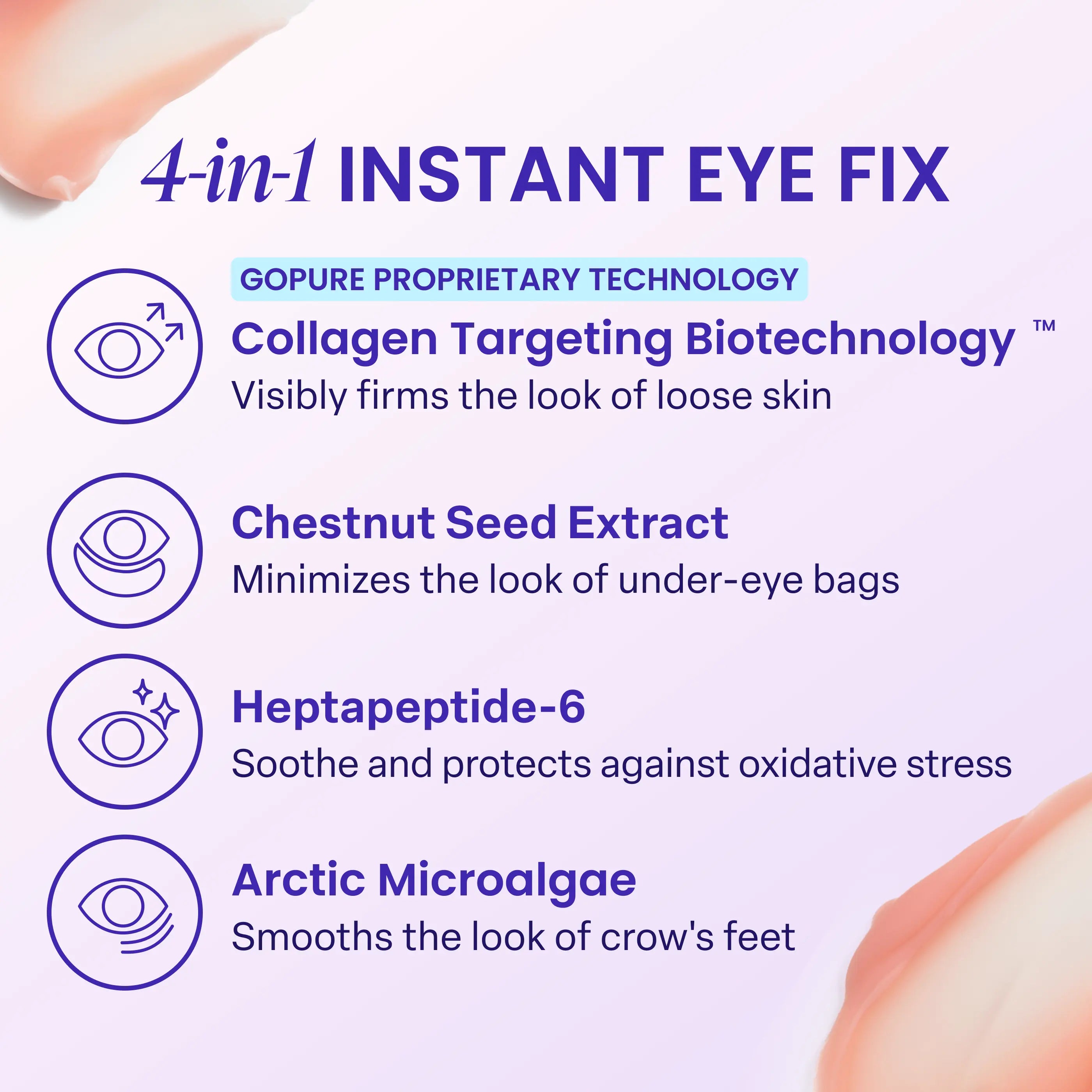 NEW! GOPURE Instant Lift Eye Gel - for the Look of Puffiness & Bags, Wrinkles, Fine Lines and Dark Circles, anti Aging Skin Care for Men & Women with Collagen Targeting Biotech under Eye Brightener